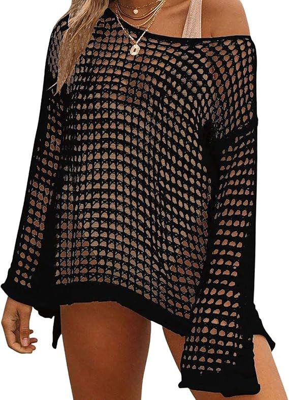 Bsubseach Crochet Cover Ups for Women Sexy Hollow Out Swim Cover Up Knit Summer Outfits | Amazon (US)