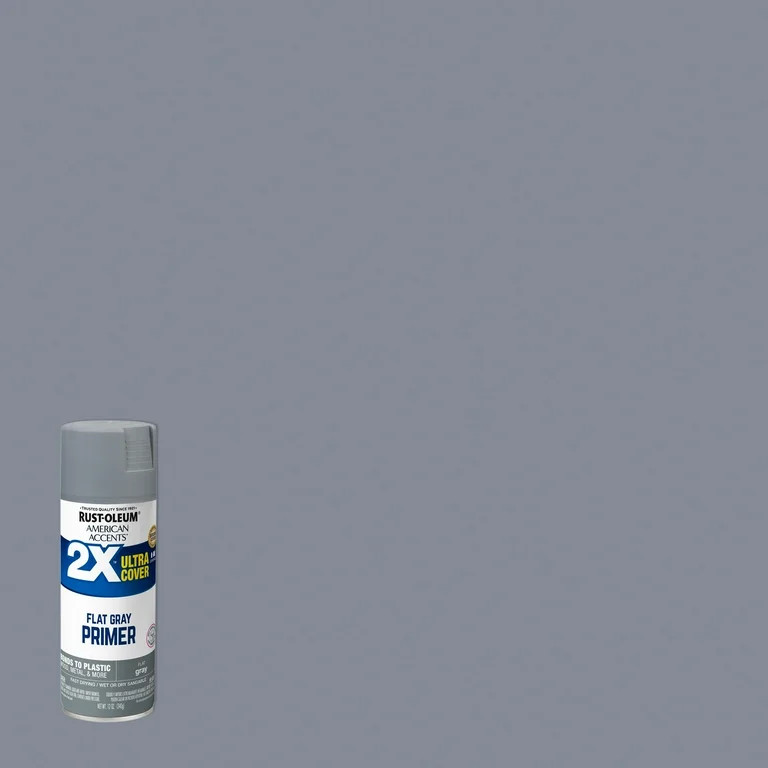 Gray Primer, Rust-Oleum American Accents 2X Ultra Cover Flat Spray Paint- 12 oz | Walmart (US)