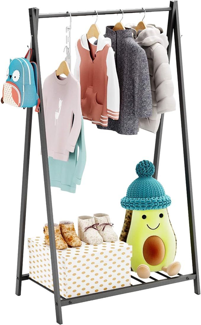 Bestier Small Clothes Rack, Kids Garment Rack with Storage Shelf, Steel Costumes Clothes Hanging ... | Amazon (US)