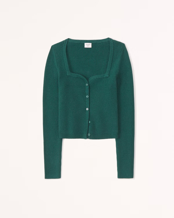 Button-Through Slim Sweetheart Sweater | Abercrombie & Fitch (US)