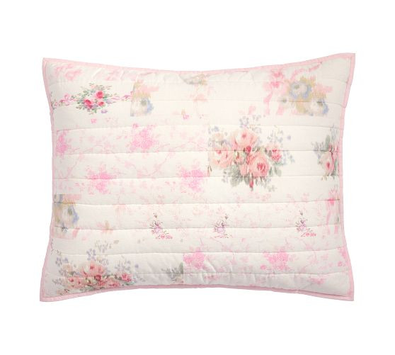 LoveShackFancy Floral Bow Patchwork Embroidered Quilted Sham | Pottery Barn (US)
