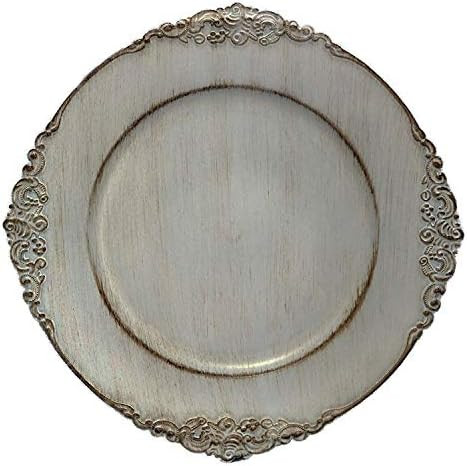 Tiger Chef Antique Grey Round Vintage Dinner Charger For Plates, Wedding Reception Plate Chargers Fo | Amazon (US)