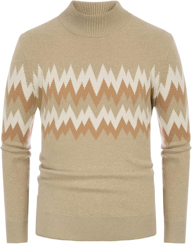 PJ PAUL JONES Men's Casual Mock Turtleneck Pullover Sweater Contrast Striped Knitwear | Amazon (US)