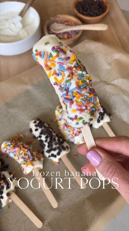 EAT \ frozen banana yogurt pops!🍌

Toddler food
Kitchen 
Summer #LTKFindsUnder50 

#LTKHome #LTKVideo