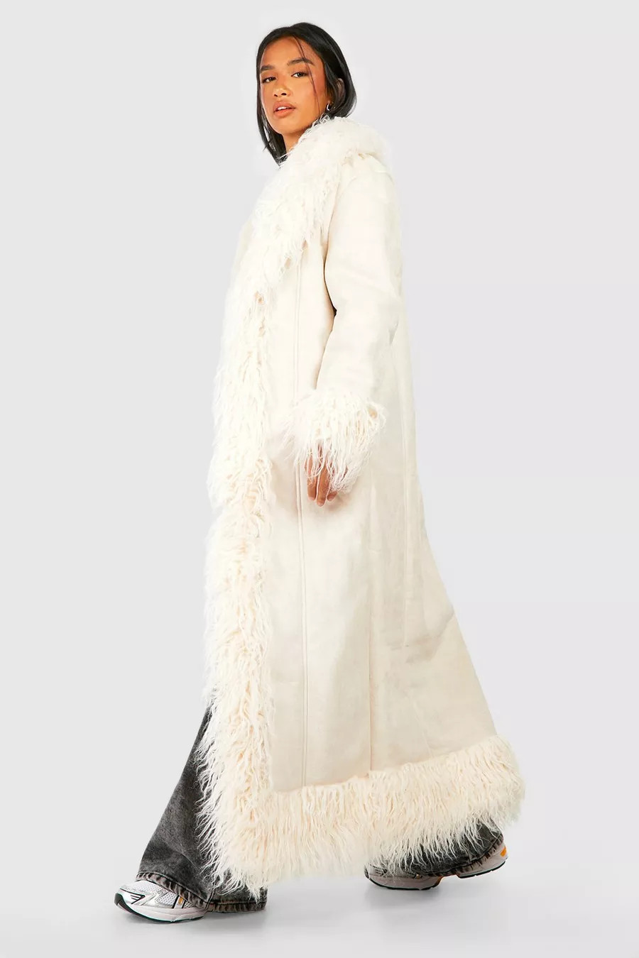 Petite Faux Fur Trim Jacket | boohoo (US & Canada)