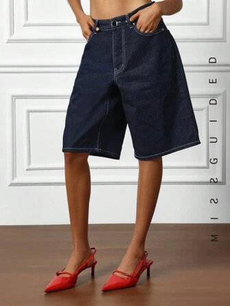 MISSGUIDED Denim Bermuda Shorts | SHEIN