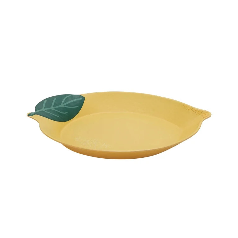 Mainstays by Becky G. & Alejandra Bamboo Melamine Figural Lemon Serve Platter, Green Leaf | Walmart (US)