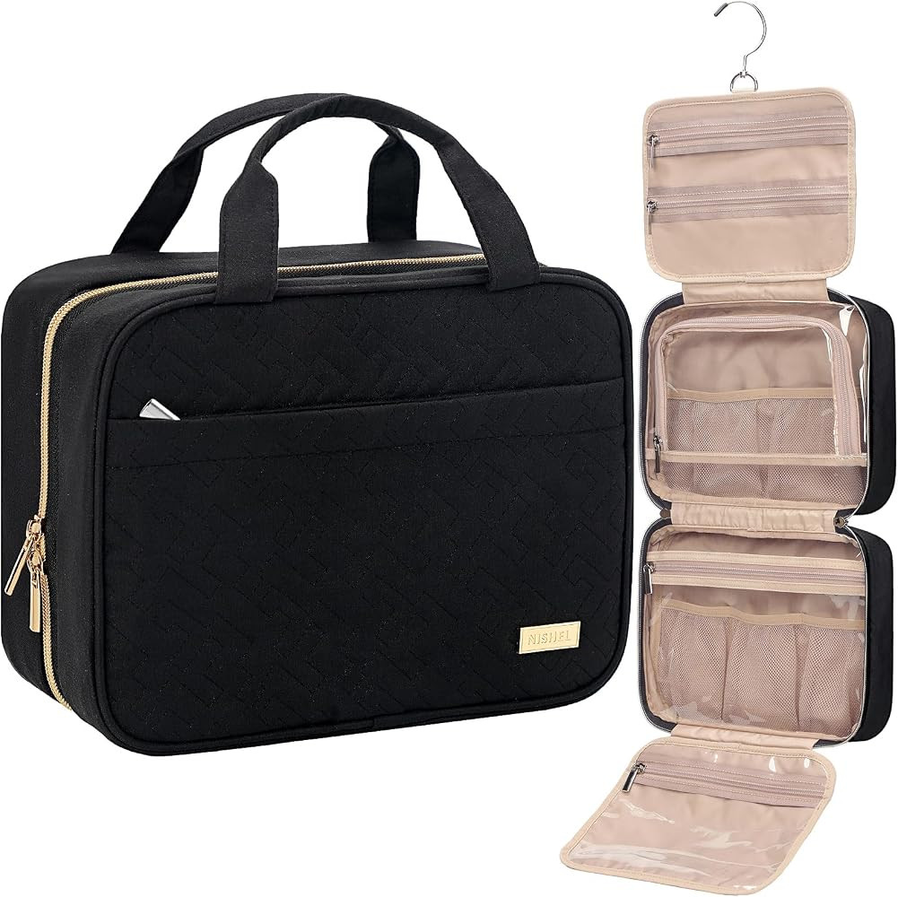 NISHEL Travel Toiletry Bag for women, Portable Hanging Organizer for Travel-Sized Shampoo, Condit... | Amazon (US)