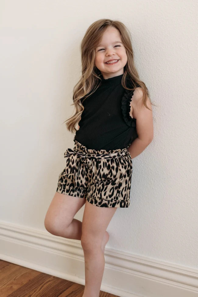 She's Stealing Hearts Girls Brown Animal Print Shorts | Pink Lily