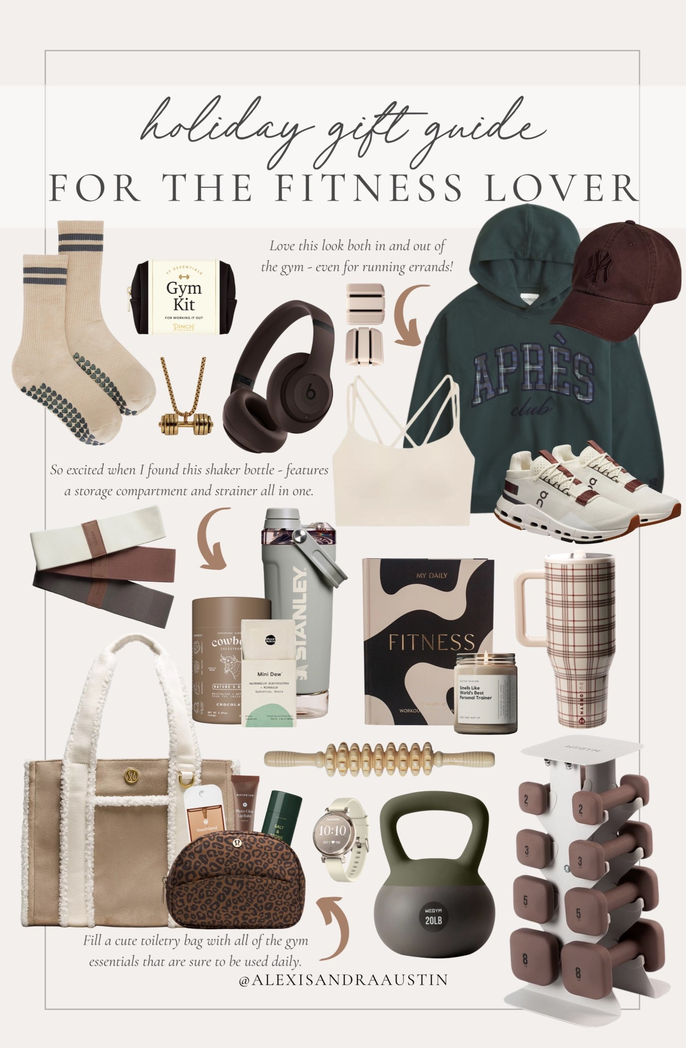 Holiday gift guide for the fitness lover! Obsessing over these neutral trendy and essential finds for the fitness lover in your life. 

Holiday gift guide, for the fitness lover, fitness gift guide, Pilates socks, headphones, gym essentials, neutral hat, running shoes, neutral tumbler, gym accessories, gym bag, home gym finds, shaker bottle, self care gifts, Lululemon, Abercrombie, OnCloud, Target style, Etsy, Nordstrom, shop the look!

#LTKGiftGuide #LTKHoliday #LTKActive