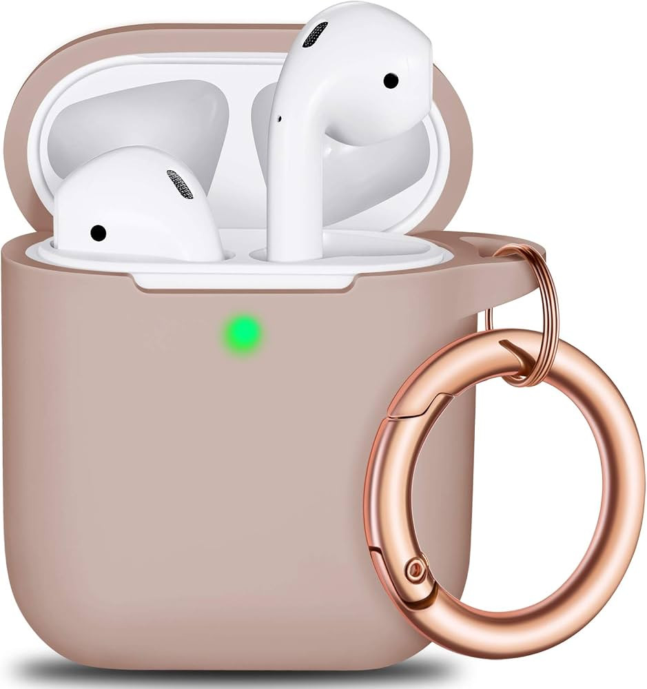 R-fun AirPods Case Cover with Rosegold Keychain, Silicone Protective Skin Cover for Women Girl wi... | Amazon (US)