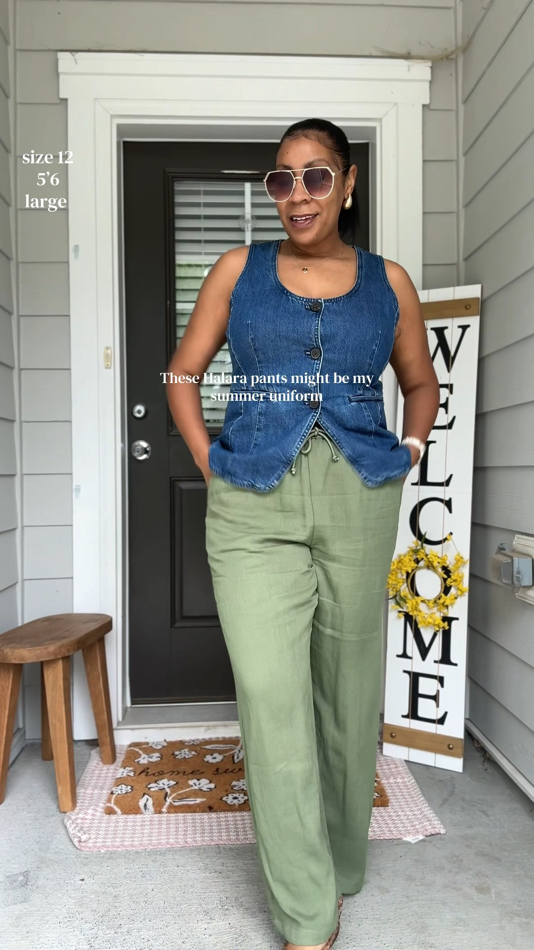 Today’s outfit = comfy but still pulled together 🙌🏾
These Halara linen-style wide leg pants are lightweight, easy, and actually flattering (which we love 😌). Paired them with this denim vest top, simple accessories, and sunnies for an effortless I tried… but not too hard kinda look 💙💚

#LTKootd #LTKSeasonal