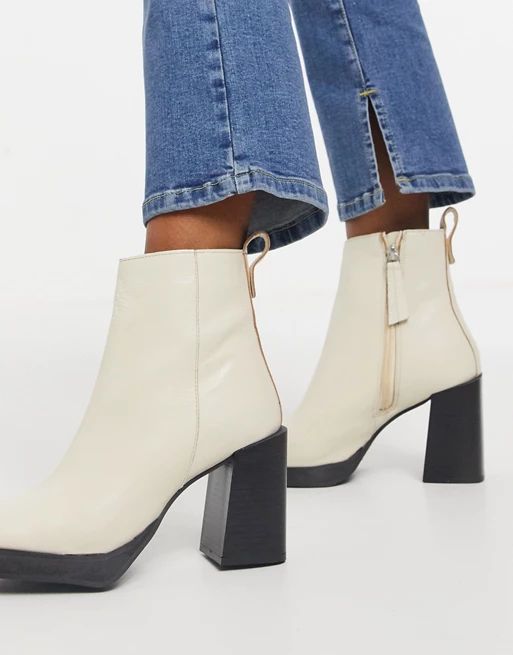 ASRA Exclusive Herington heeled boots in bone leather | ASOS (Global)