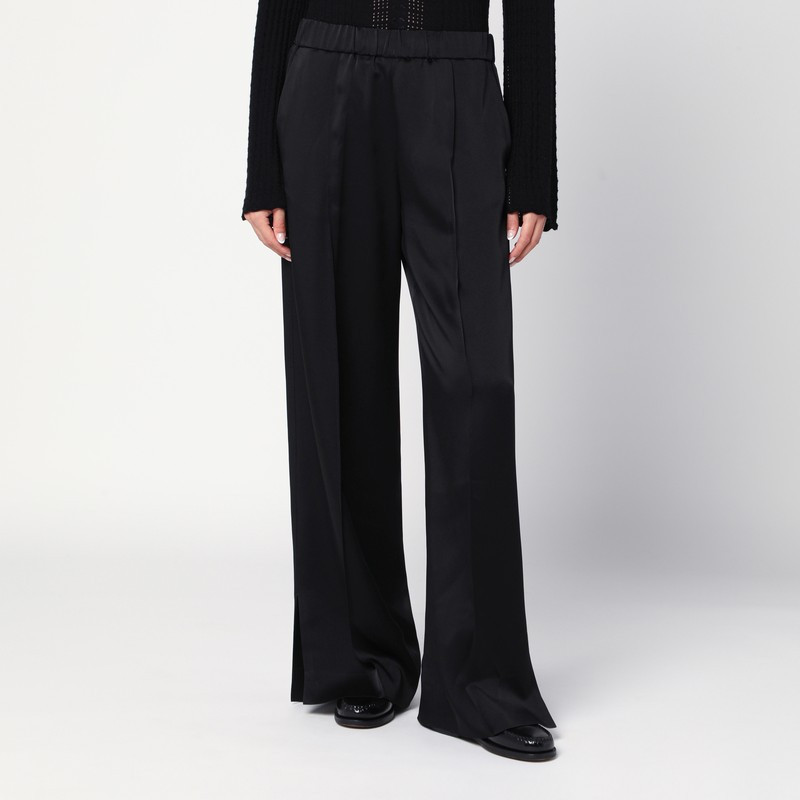 Black satin palazzo pants | The Double F