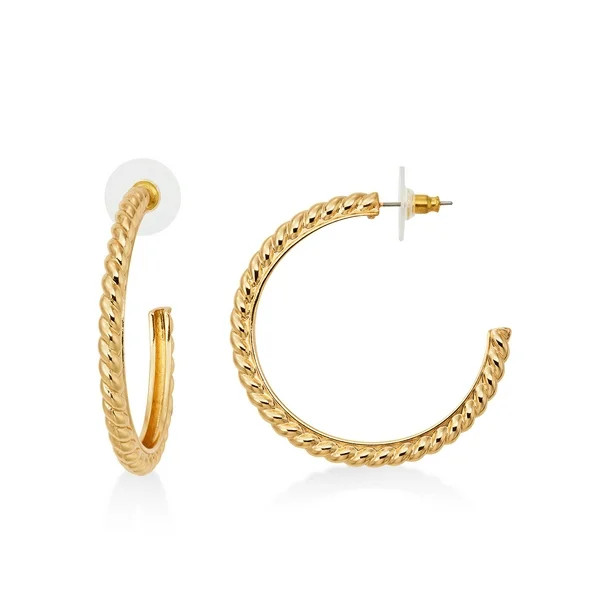 C Wonder Women's Gold Twisted Hoop Earring | Walmart (US)