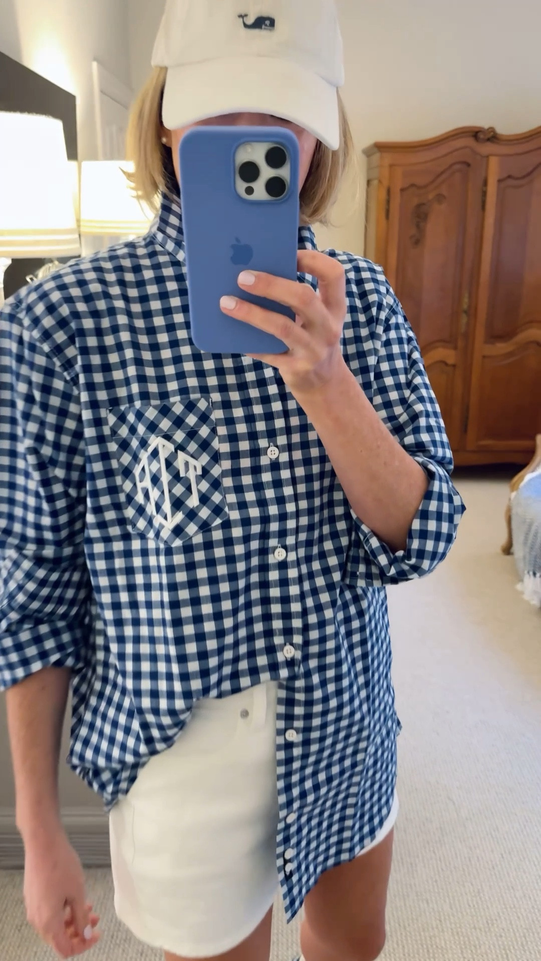 Spring uniform! The cutest monogrammed gingham button down (would make a great pool coverup!), and white denim shorts that are the perfect length and not see through. These sneakers are a great find too, so comfy! I’ve been living in them lately💙💙

#monogrammed #ginghamstyle #momoutfit #preppystyle

#LTKStyleTip