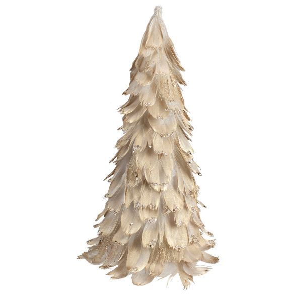 Northlight 12" Gold Feather Cone Table Top Christmas Tree with Glitter | Target