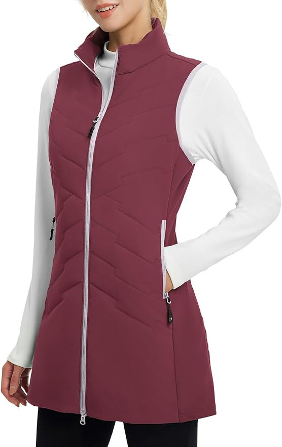 baleaf Running Vest for Women Long Puffer Fall Coat Sleeveless Jacket Outerwear Winter Warm Fleec... | Amazon (US)