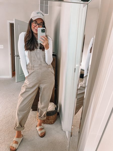 Easy on-the-go mom outfit! Excuse me while I live in these overalls for the next year! Unfortunately, I think this color is sold out but several colors are still in stock and I wouldn’t be surprised if this one comes back🙏🏼

#LTKunder100 #LTKunder50 #LTKstyletip