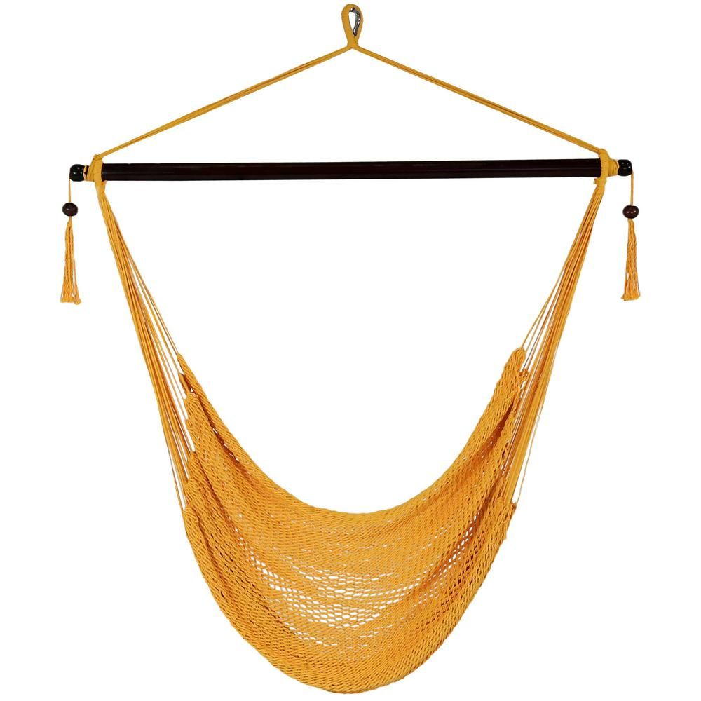 Sunnydaze Decor 3 ft. Hanging Caribbean XL Hammock Chair in Gold | The Home Depot