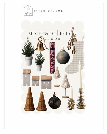 Mcgee and co holiday decor, ornaments, tabletop tree, Christmas houses, pinecones, bells, brass, match holder 

#LTKstyletip #LTKsalealert #LTKHoliday