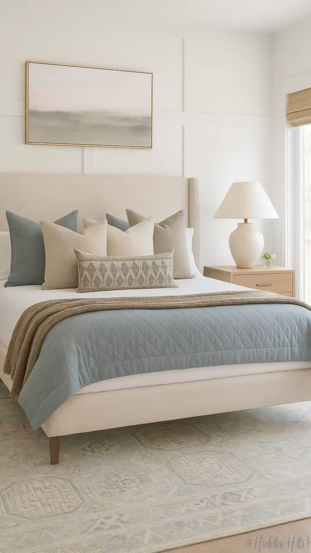 Modern coastal bedroom decor mood board! Coastal bedroom design, bedding, home decor ideas, Tilly bed, nightstands, bedroom rug #bedroom

#LTKHome #LTKSaleAlert #LTKSeasonal