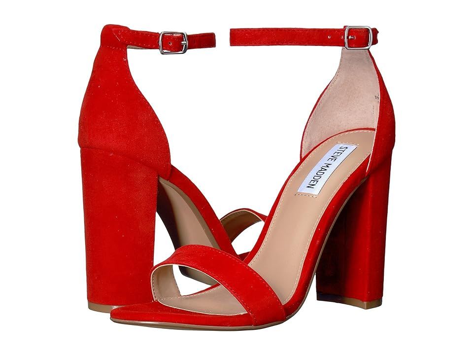 Steve Madden Carrson Heeled Sandal (Red Suede) High Heels | Zappos