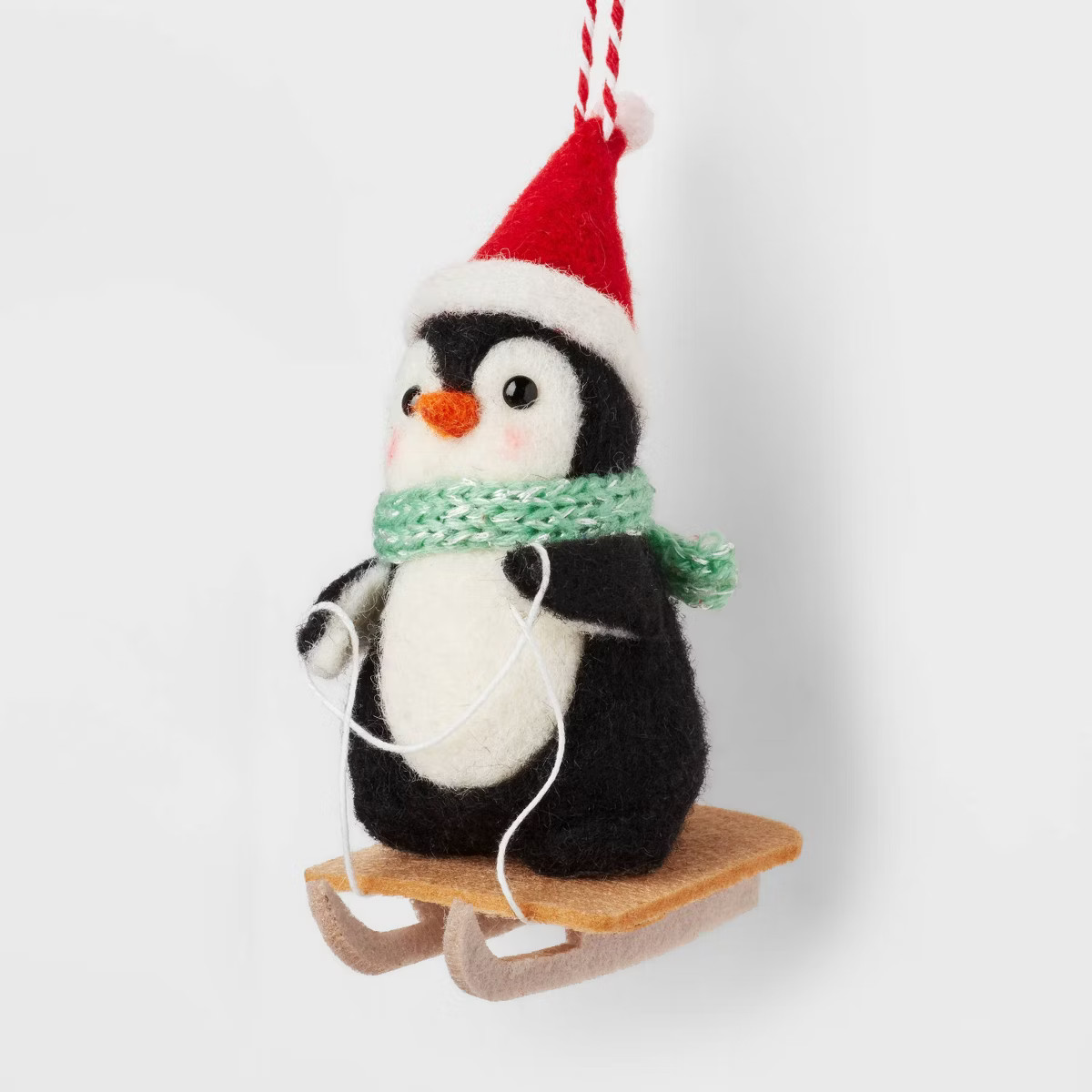 Boiled Wool Penguin with Sled Christmas Tree Ornament Black/White - Wondershop™ | Target