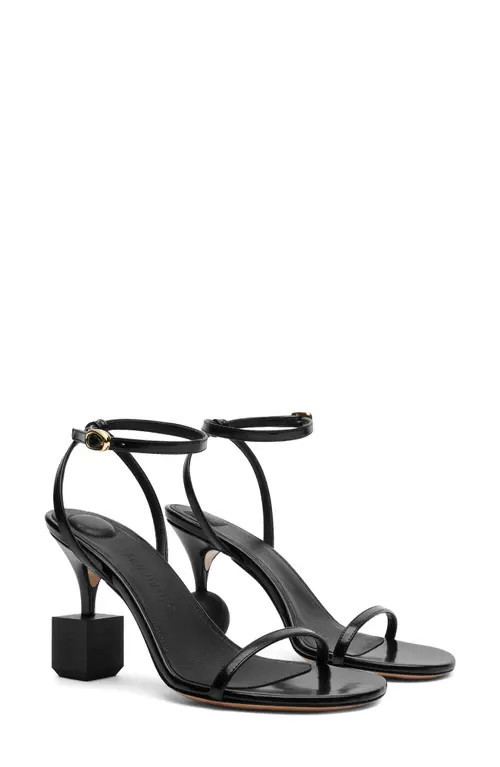 Jacquemus Les Sandales Bisou Mismatched Ankle Strap Sandal in Black at Nordstrom, Size 7Us | Nordstrom
