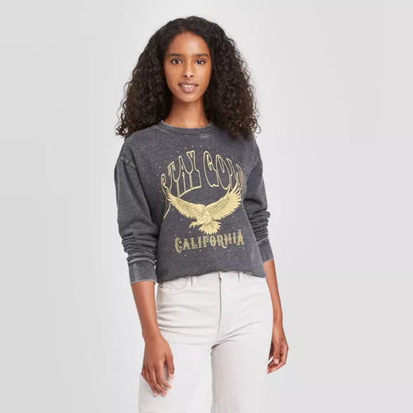 Women's Stay Gold California Graphic Sweatshirt - Charcoal | Target