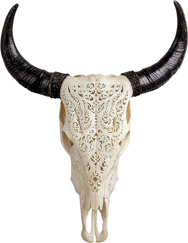 Skull Bliss - Hand-Carved Real Authentic Taxidermy Cow Skull/Bull Skull Decor with XL Horns/Real ... | Amazon (US)