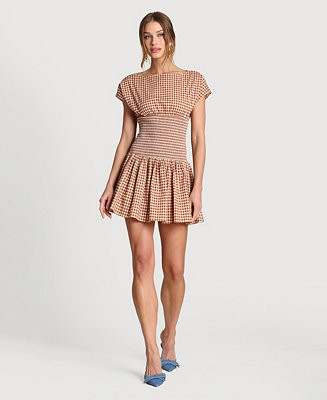 Women's Smocked Gingham Cotton Mini Dress | Macy's