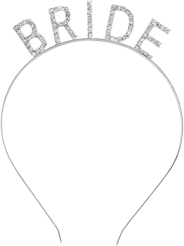 Bride Headband for Wedding, Bridal Shower, Bachelorette Party, Bridal Tiara, Rhinestone & Silver,... | Amazon (US)