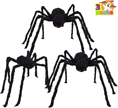 JOYIN Large Halloween Hairy Spiders(3 Pack), Halloween Spider Props, Scary Spiders with Large Siz... | Amazon (US)