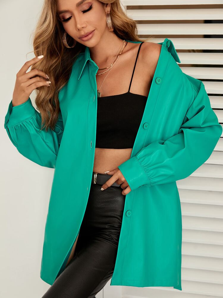 SHEIN Drop Shoulder Curved Hem Coat | SHEIN