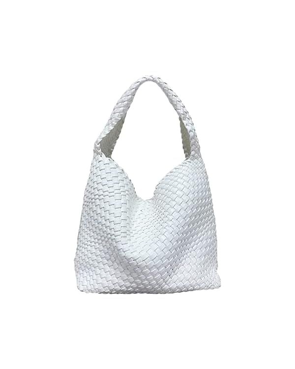 Women Vegan Leather Hand Woven Tote Handbag Large Capacity Shoulder Top-handle Bag All-Match Unde... | Amazon (US)