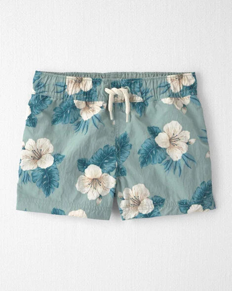 Toddler Boy Recycled Swim Trunks in in Blue Hibiscus - Little Planet | Carter's | Carter's Inc