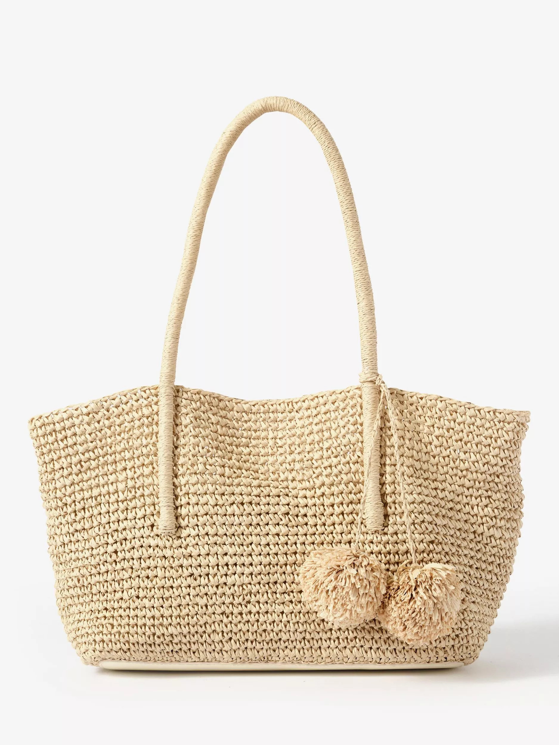 Mint Velvet Charm Straw Tote Bag, Natural Cream | John Lewis (UK)