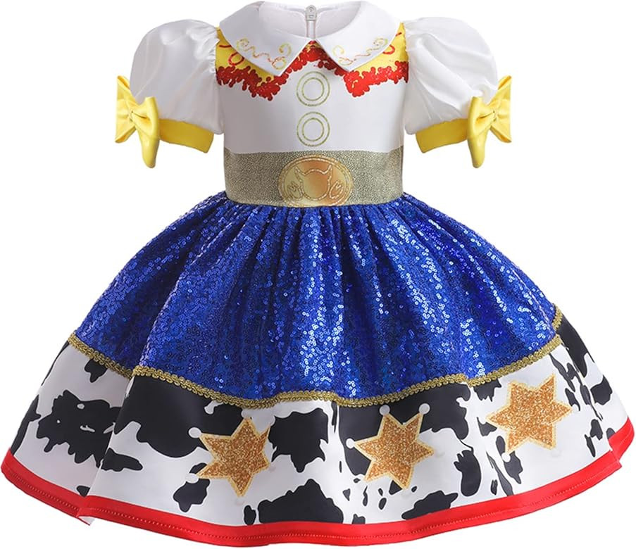 Lgandpg Jessie Costume for Girls Cowgirl Sequins Dress Up Halloween Outfit | Amazon (US)
