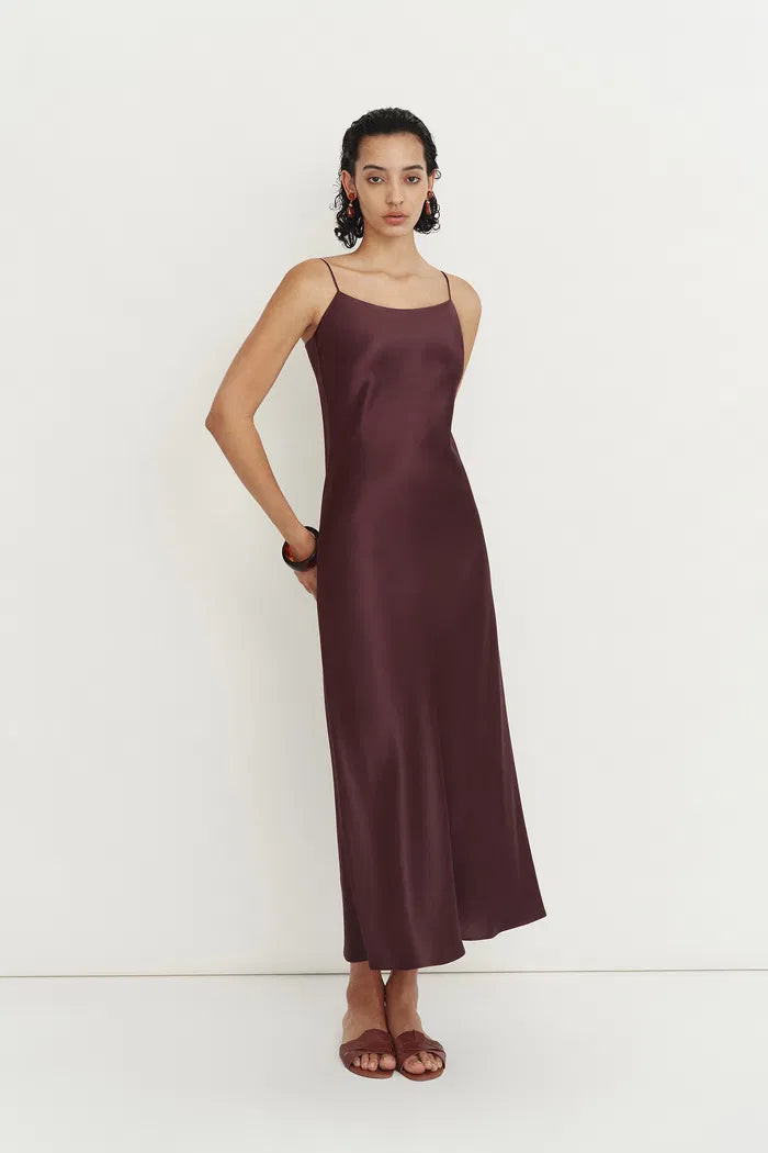 Emma Silky Thin Strap Slip Dress in Lustrous Acetate | Fabrique