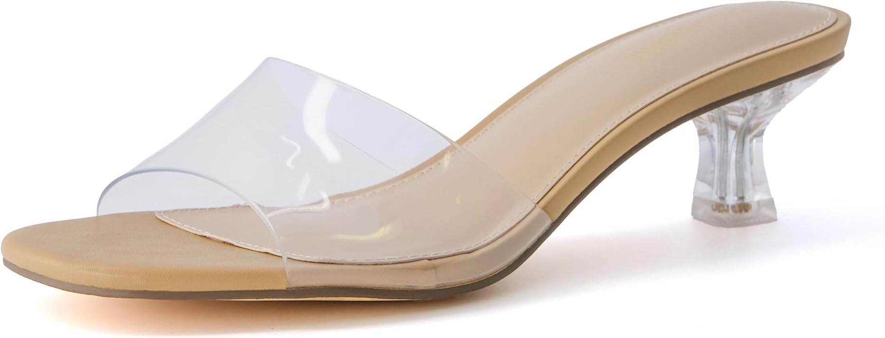 CUSHIONAIRE Women's Doral Lucite Kitten heel mule sandals +Memory Foam, Wide Widths Available | Amazon (US)