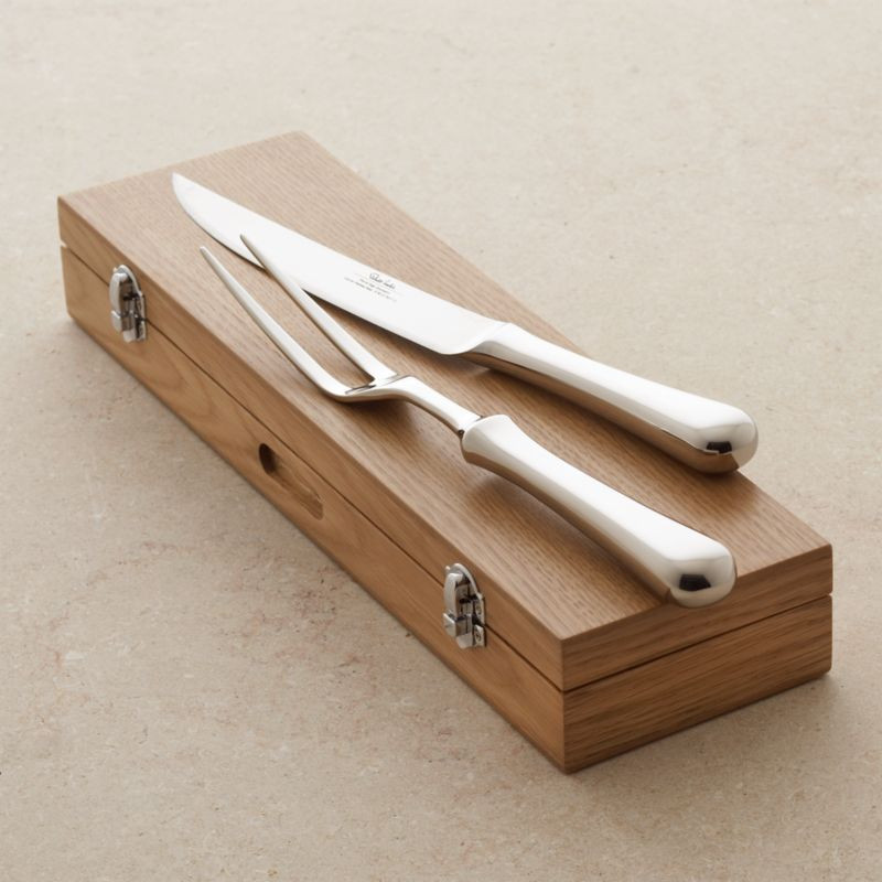 Caesna Mirror 2-Piece Carving Set + Reviews | Crate and Barrel | Crate & Barrel