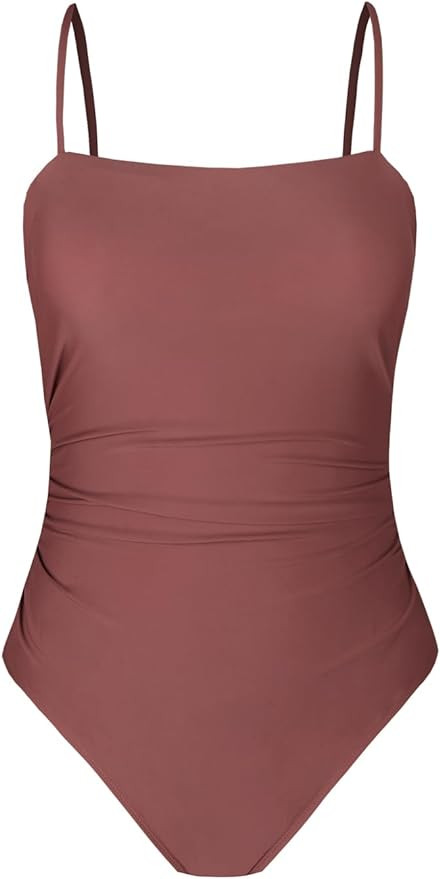 CUPSHE Women Swimsuit One Piece Bathing Suit Square Neck Cutout Back Tummy Control with Adjustabl... | Amazon (US)