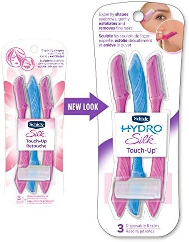 Schick Hydro Silk Touch-Up Dermaplaning Tool, 3 Count | Eyebrow Razor, Face Razors for Women, Fac... | Amazon (US)