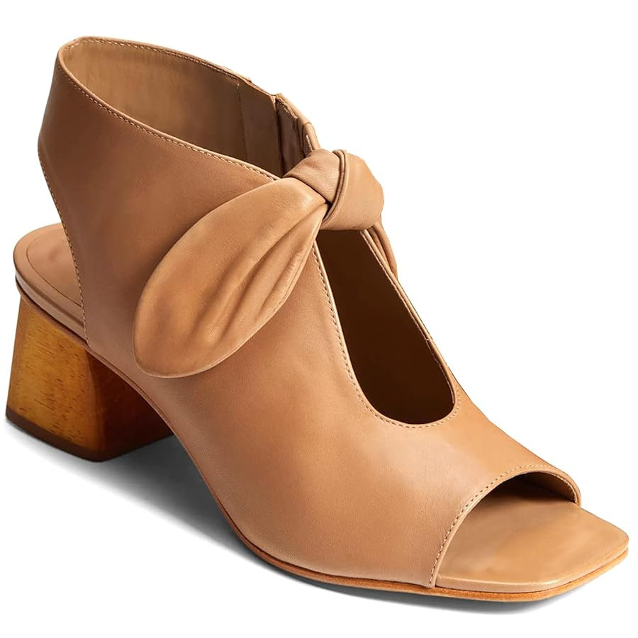 MOOMMO Women Heeled Sandals with Bow Open Toe Chunky Block Low Heel Sandal Booties Cutout 2" Heel... | Amazon (US)