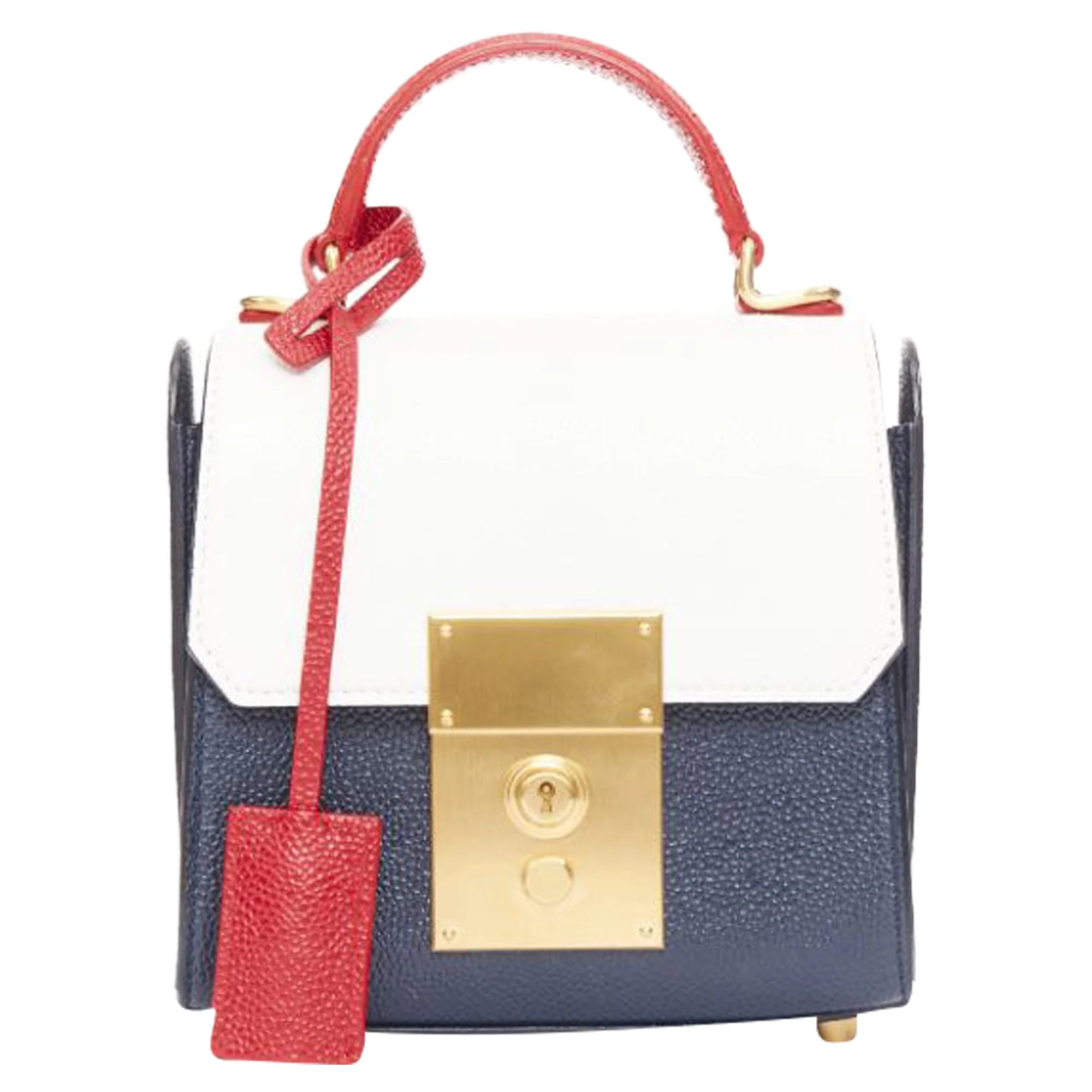 Thom Browne Mini Mrs Thom calfskin stripe detail top handle bag | Shop Simon