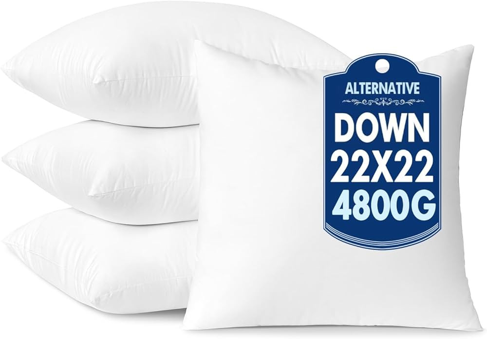 MIULEE 22x22 Down Alternative Pillow Inserts,Pack of 4 Throw Pillows 22 x 22 Inch Body Bed Sleepi... | Amazon (US)