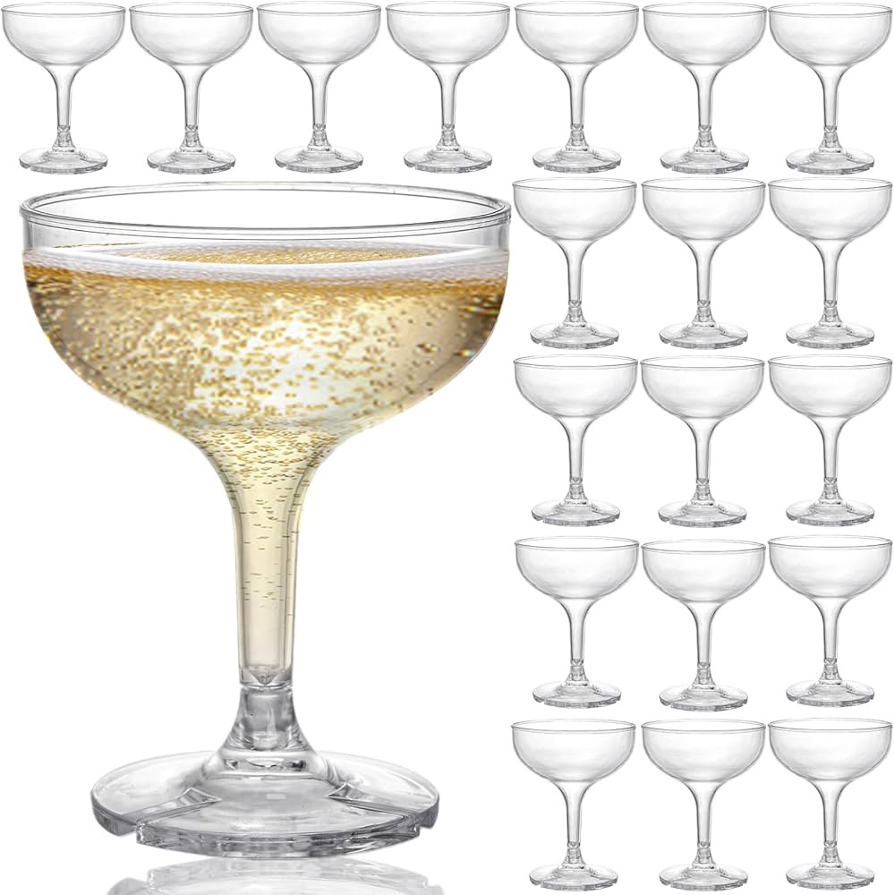 Peohud Set of 20 Coupe Cocktail Glasses, 5 Oz Unbreakable Small Acrylic Martini Glasses, Reusable... | Amazon (US)