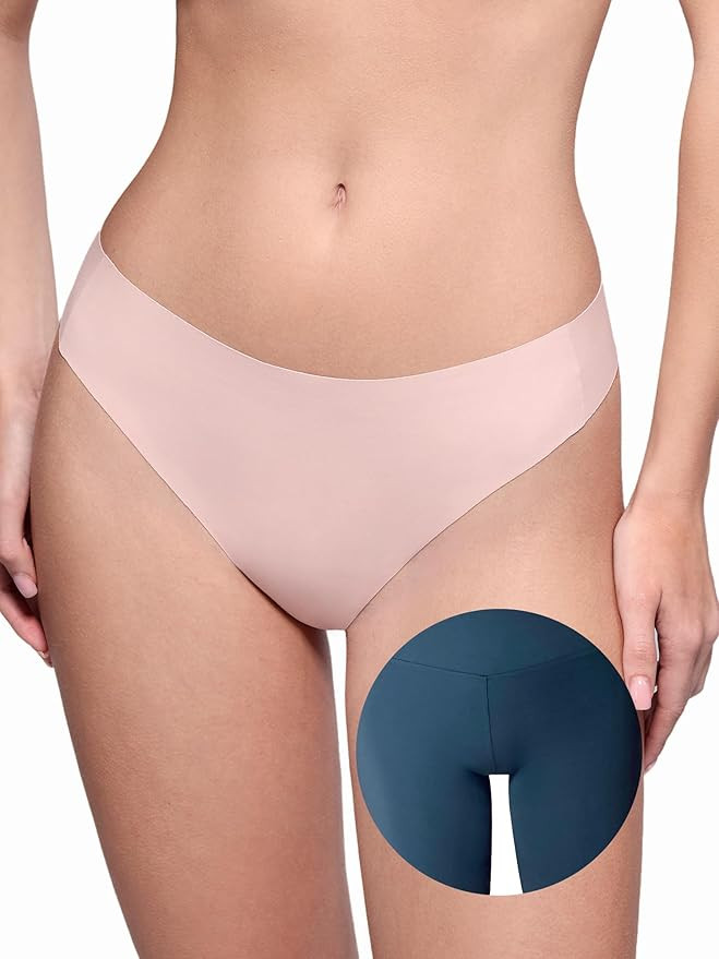 LUCKMEEY Cotton Thongs for Women Seamless Thongs for Women No Show Thong Panty Liners Workout G-S... | Amazon (US)