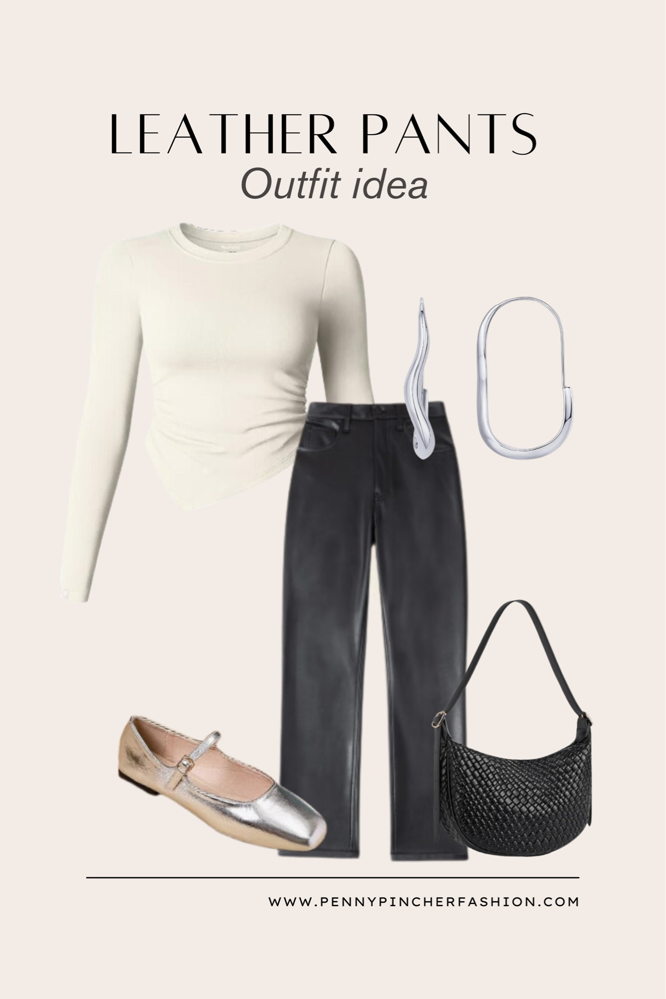 Night out outfit with leather pants. Metallic flats are so cute with this fall date night outfit 

#LTKShoeCrush #LTKStyleTip